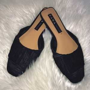 Zara crepe mule flat slides